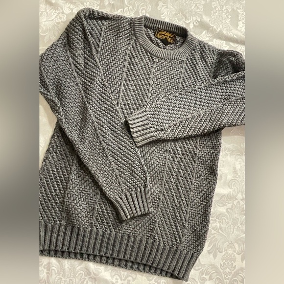 Eddie Bauer Other - Eddie Bauer Black Label Steel Gray Cable Knit Men Size Medium Pull Over Sweater